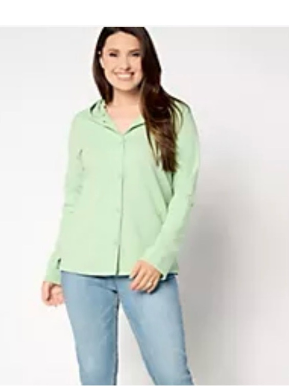 Women's Mint/sage Button-Down Hooded Shirt - Classic Collared Top Small NWT